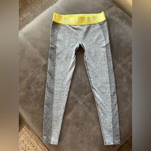 Gymshark Heather Gray Leggings with Yellow Logo Waistband